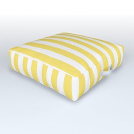 Yellow and White Cabana Stripes Palm Beach Preppy Outdoor Floor Cushion