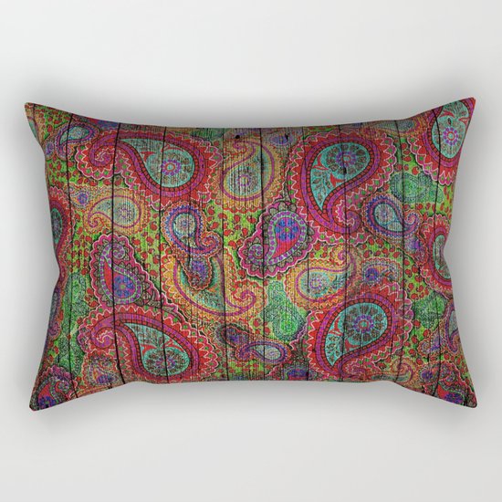 Kashmir on Wood 04 Rectangular Pillow
