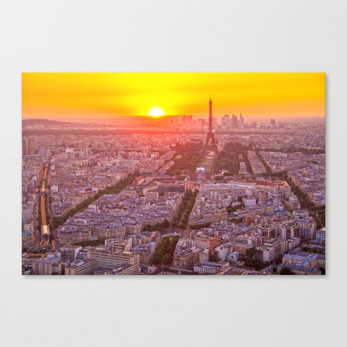 Sunset in Paris City Canvas Print