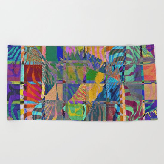 Colorful Zebras Beach Towel