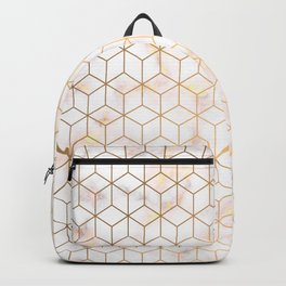 Geometric Gold Pattern on Gold Marble Backpack