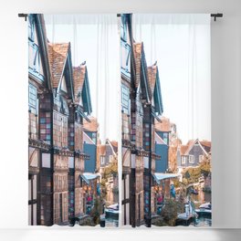 Great Britain Photography - River Going Between Medieval Buildings Blackout Curtain
