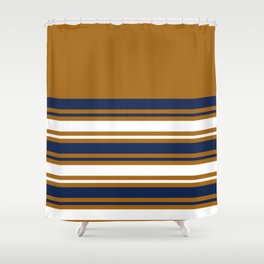 Blue White & Brown Shower Curtain