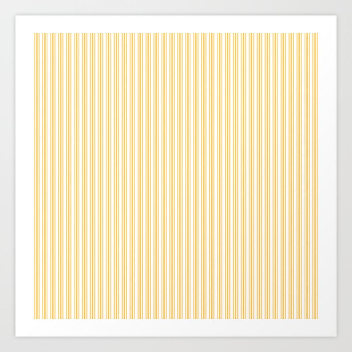 Classic Small Yellow Butter French Mattress Ticking Double Stripes Art Print