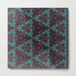 Navy Turquoise Geometric Mosaic - Abstract Art by Fluid Nature Metal Print