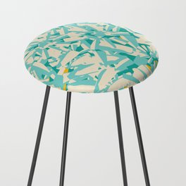 Spring Daisies Turquoise Pattern Decoration Art Counter Stool