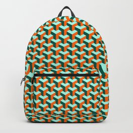 Aqua/Orange Geometric Backpack