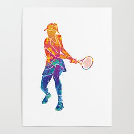 Watercolor Tennis Sports Poster