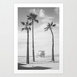 Santa Monica Black and White Art Print