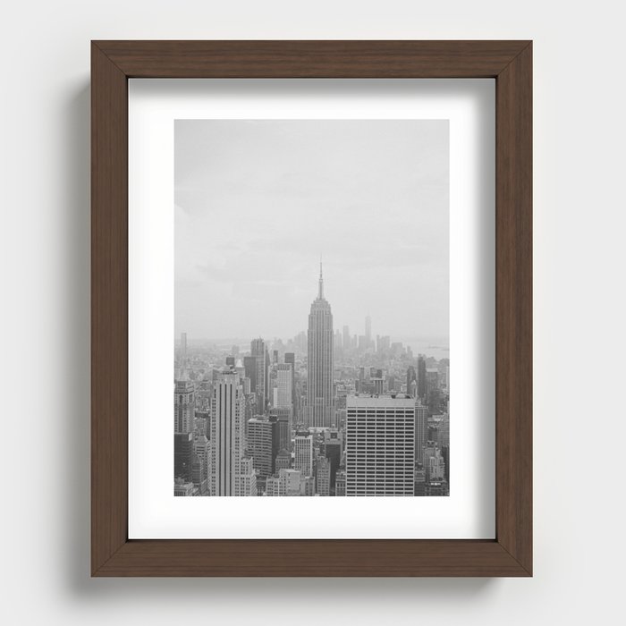 View of New York City photographed on black and white film Recessed Framed Print