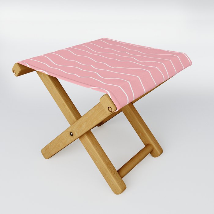 pink and white line pattern Folding Stool