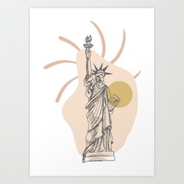 New York Statue of Liberty Design 02, Abstract Landmarks Art Print