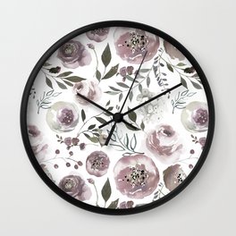 dusty rose floral watercolor Wall Clock