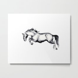 Jumping Horse Metal Print | Horseprint, Equestrianstyle, Inkhorse, Watercolor, Equestrianhorse, Inkwash, Equestrian, Jumpinghorse, Equestrianprint, Horseart 