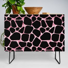 Black Pink Giraffe Skin Print Credenza