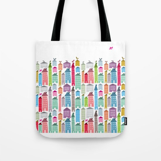 Houses and Birds Tote Bag