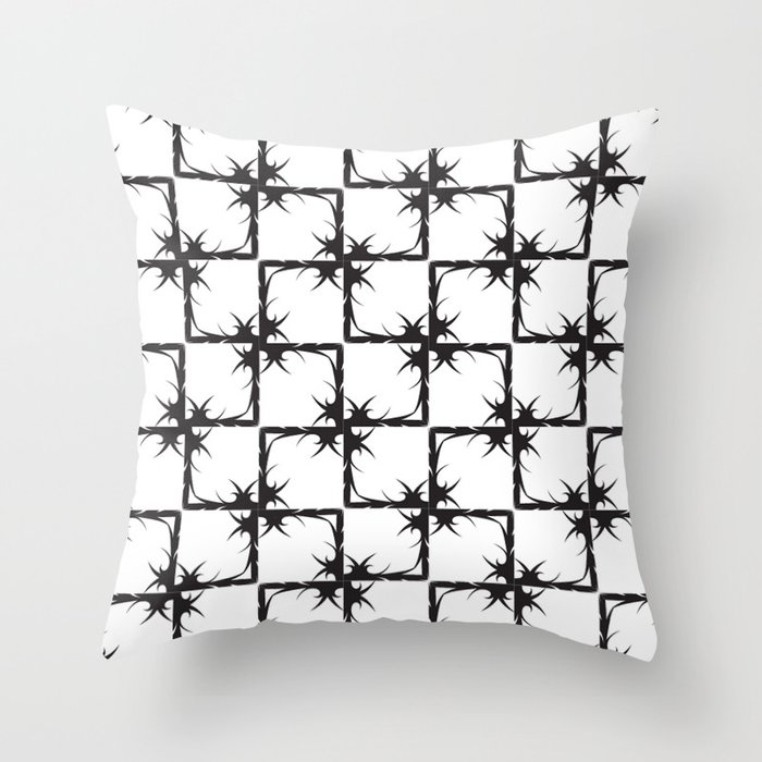 Black and white sharp spiky squares. Throw Pillow