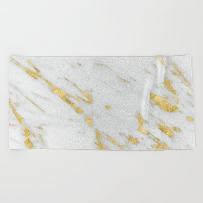 Treviso gold marble Beach Towel