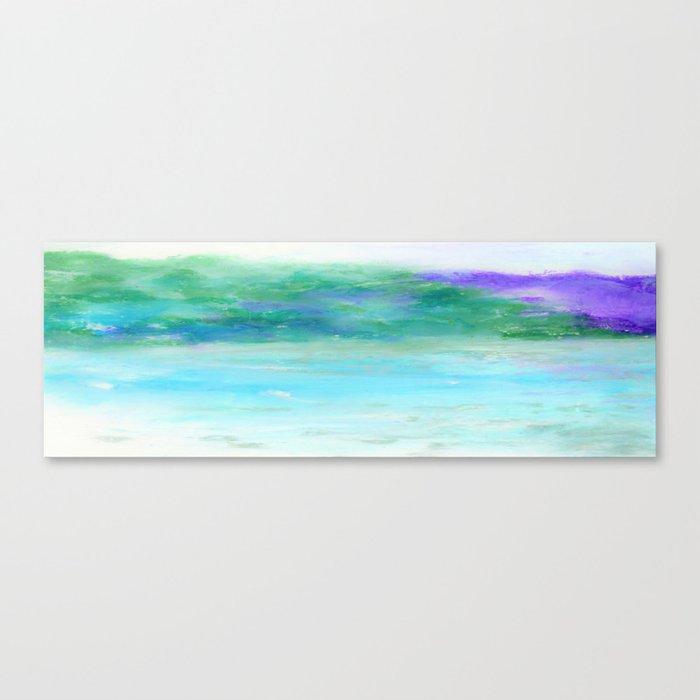 Water Land Soft Bright Oil Pastel Drawing Canvas Print