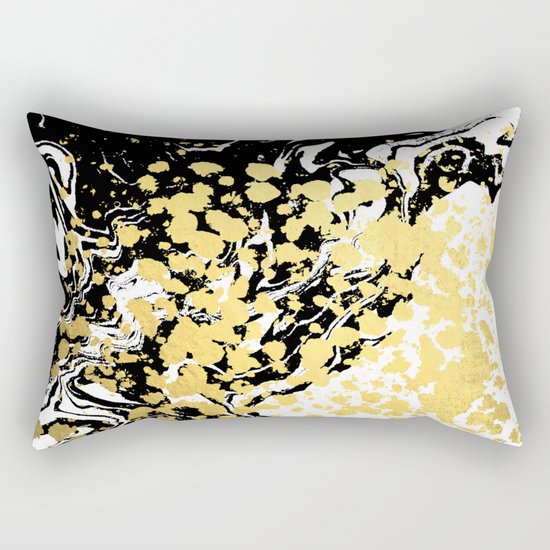 Sukie - abstract gold black and white foil glitter shiny sparkle hipster painting free spirit cosmic Rectangular Pillow
