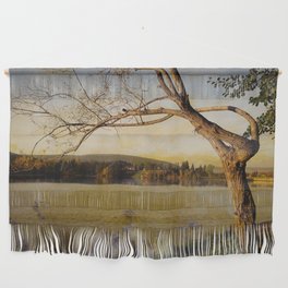 Vintage autumn lakeshore tree dance Wall Hanging