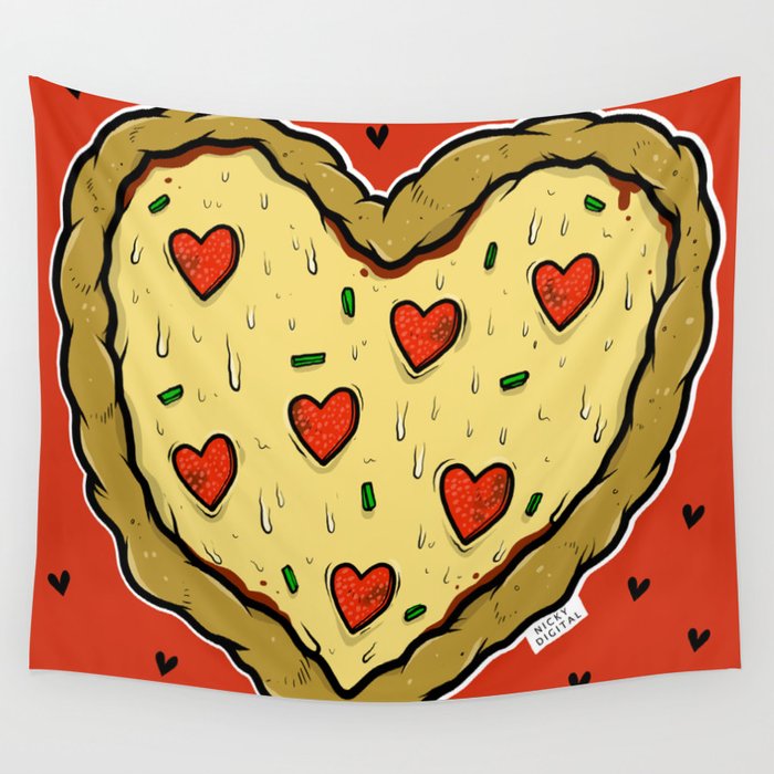 Valentines Day Pizza Pizza Wall Tapestry