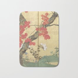 Maple Tree Japanese Edo Period Six-Panel Gold Leaf Screen Bath Mat
