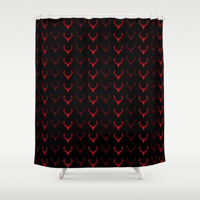 Deer Antler Pattern red dark mode Shower Curtain