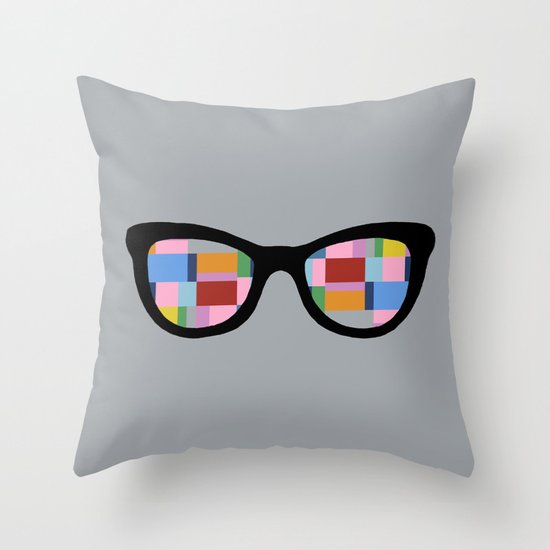 Square Eyes on Grey Throw Pillow
