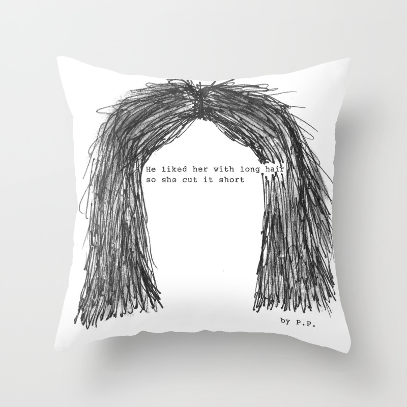 Short Hair Famous Tumblr Quote By Pien Pouwels Throw Pillow By