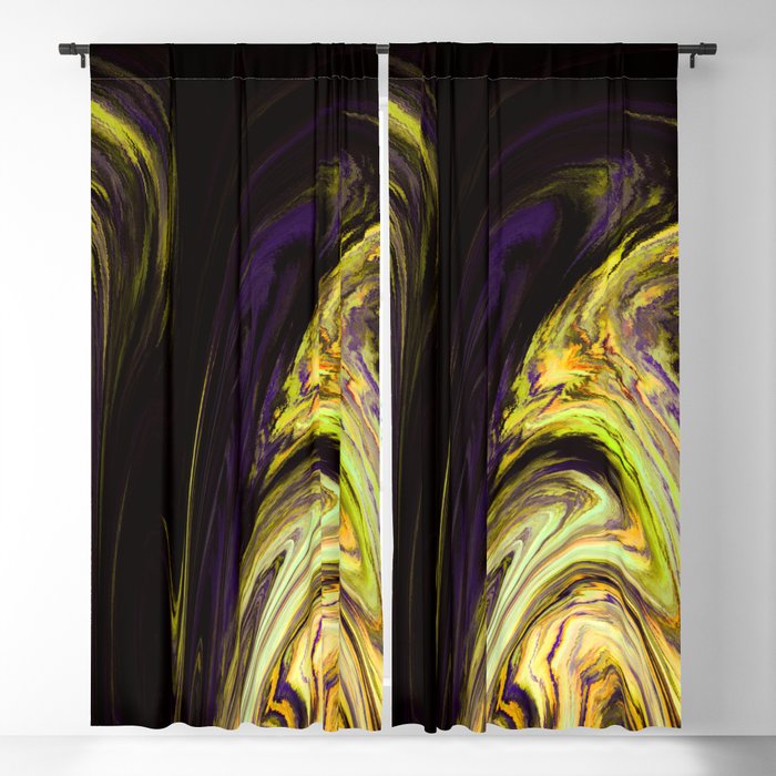 Psychedelic Yellow Tones Abstract Artwork Blackout Curtain