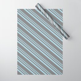 [ Thumbnail: Light Blue and Grey Colored Pattern of Stripes Wrapping Paper ]