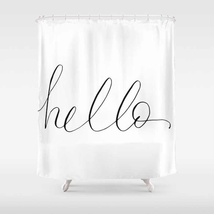 Just A Fancy Hello Shower Curtain By Lavenderlettering Society6 Just A Fancy Hello Shower Curtain By