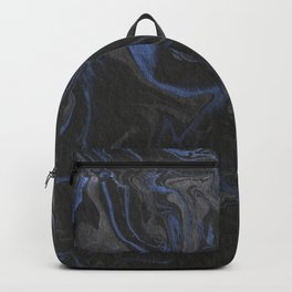 marble black and blue texture Backpack