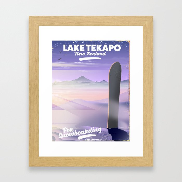 Snowboard Lake Tekapo New Zealand Framed Art Print