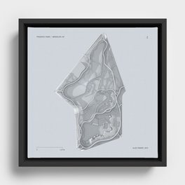 Brooklyn Prospect Park Map (Silver/Gray) Framed Canvas