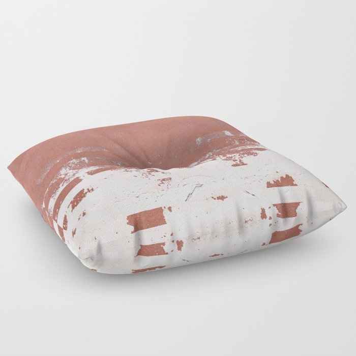Subtle - Pink and white textured abstract striped painting Floor Pillow