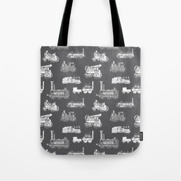 Antique Steam Engines // Charcoal Grey Tote Bag