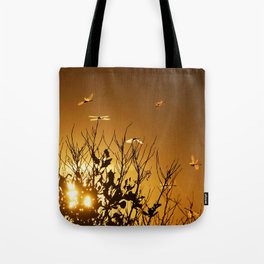 Electric Dragonfly Fountain Tote Bag