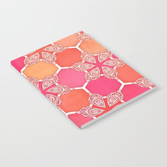 Pink Spice Honeycomb - Doodle Hexagon Pattern Notebook