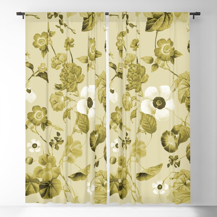 Vintage golden floral botanical Blackout Curtain