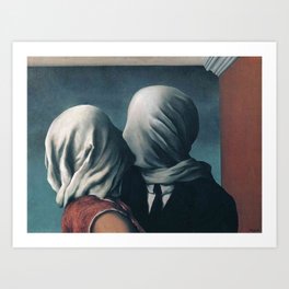 “The Lovers” by René Magritte  Art Print