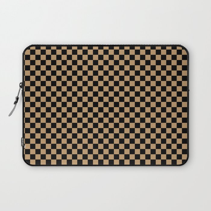 Black and Camel Brown Checkerboard Laptop Sleeve