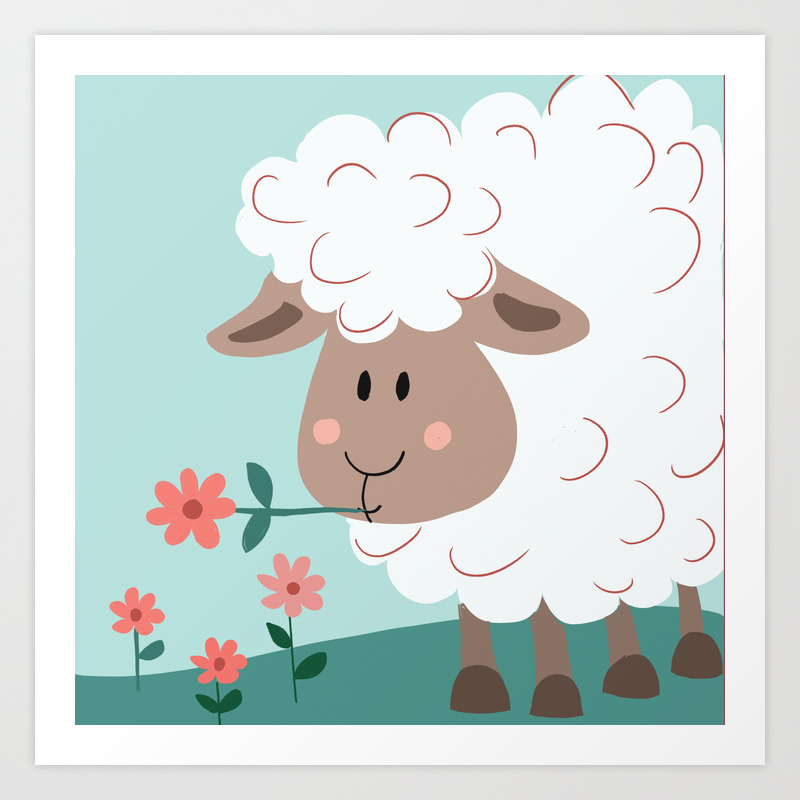 Cute and funny sheep Art Print by Babies, Animals and Fun 😊 | Society6