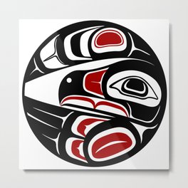 Raven Moon, formline circle, native indigenous art, pacific northwest, first nations, traditional design, sun, bird, thunder, eagle, crow, haida, salish Metal Print