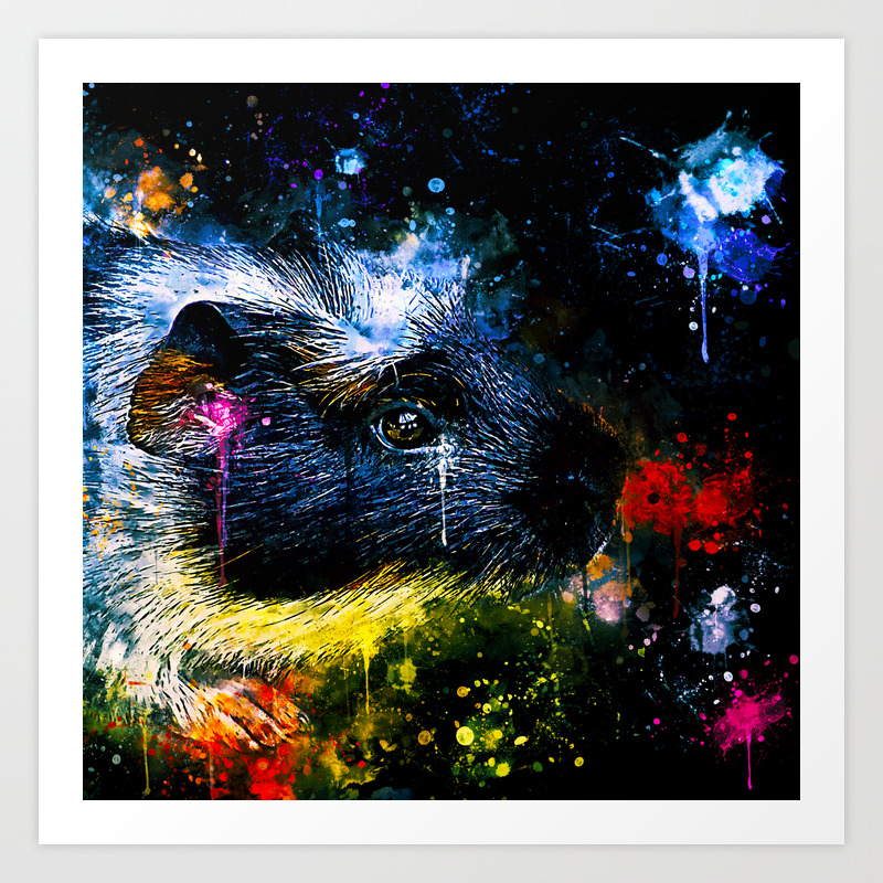 Guinea Pig Colorful Side Portrait Wsstd Art Print By Gxp Design