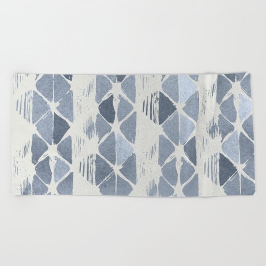 Simply Braided Chevron Indigo Blue on Lunar Gray Beach Towel