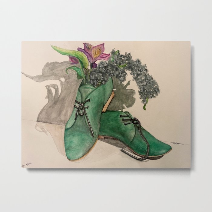 A Pair of Green Shoes Metal Print