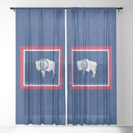 Flag of Wyoming US State Flags Banner Standard Colors Sheer Curtain