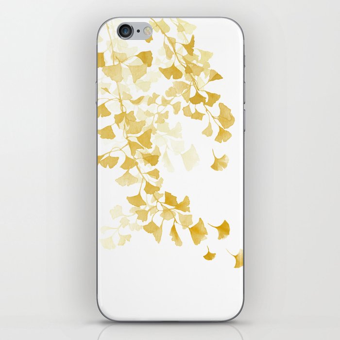 Yellow Ginkgo Leaves Watercolor Painting iPhone Skin
